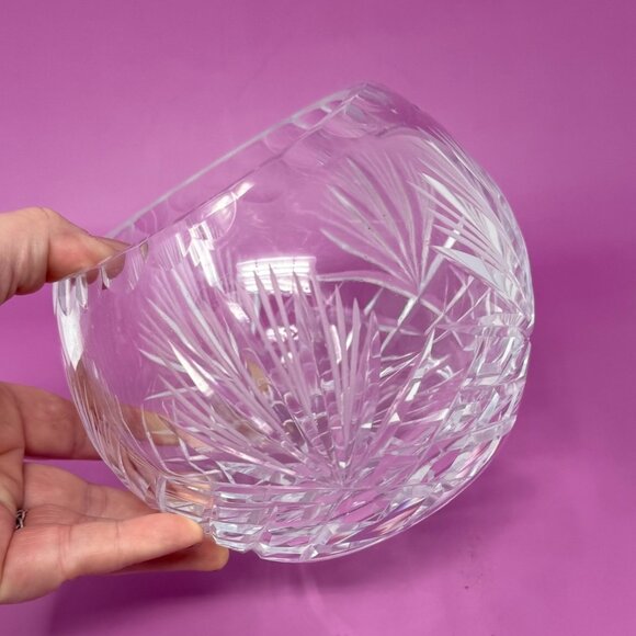 Vintage Polish Hand Cut Crystal Bowl Handmade in Poland 4.5" Tall Cut Glass - Picture 5 of 6